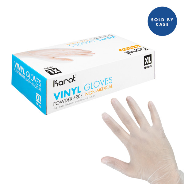 Karat Vinyl Powder-Free Gloves (Clear) – X-Large – 1,000 ct, FP-GV1009
