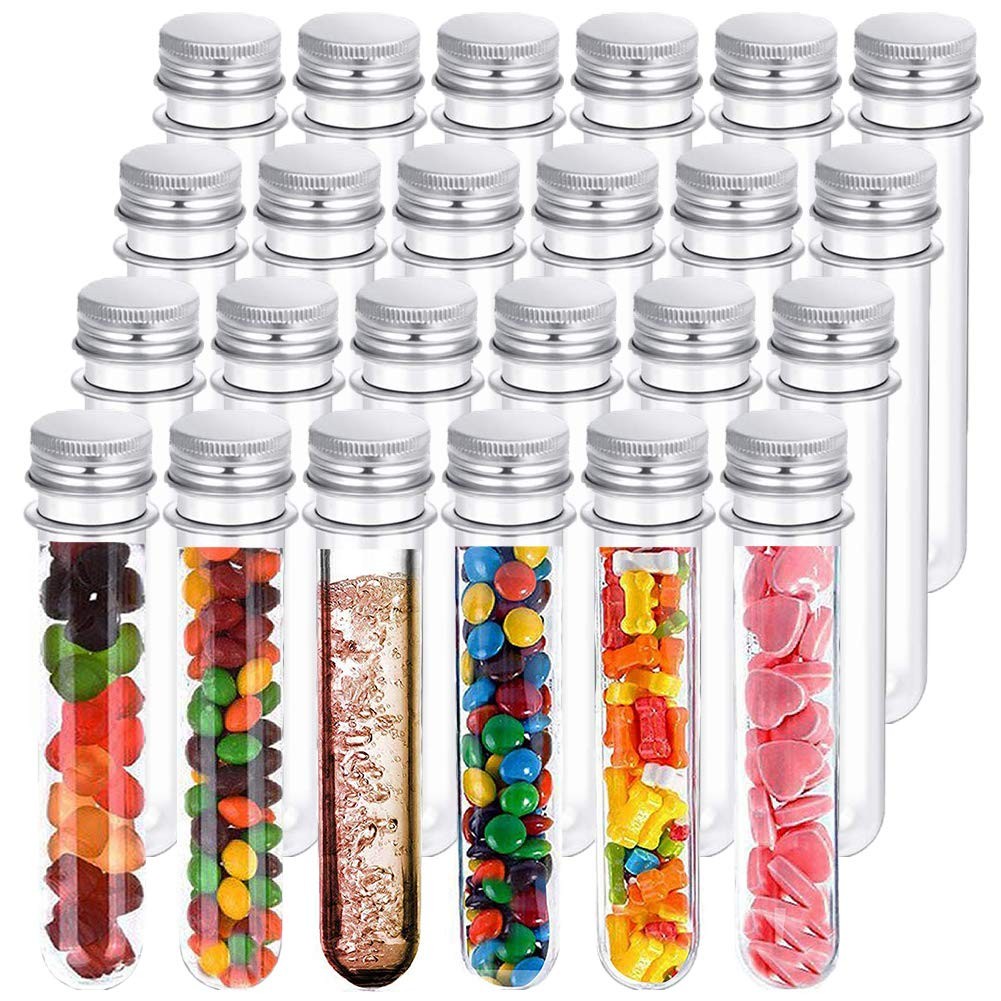 24 PCS Plastic Test Tubes,45 ml Clear Tube with Caps,140 x 25 mm Test…