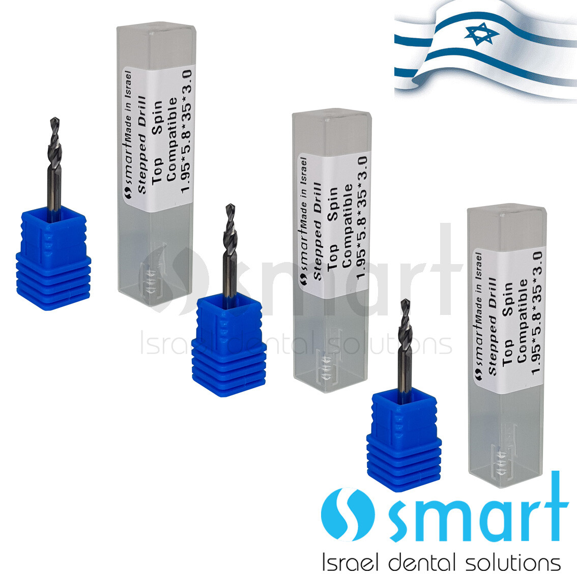Lot x 3 Dental lab Stepped pin drill bit compatible Top Spin Renfert Israel