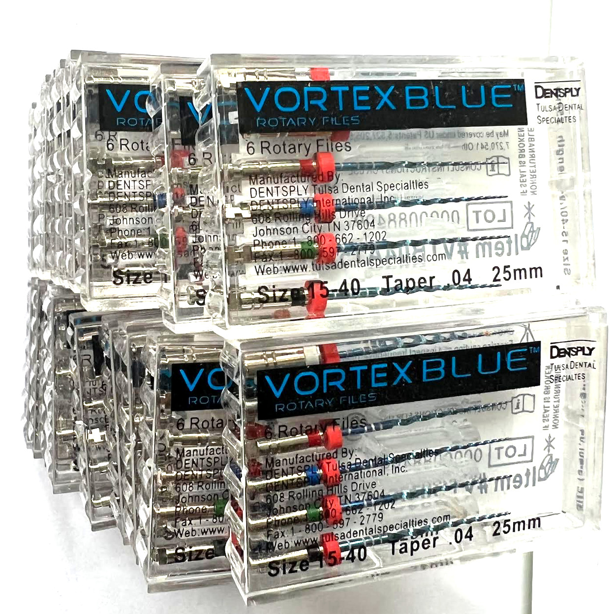 20pk 21mm .04 Asst Vortex Blue Rotary Files Dentsply Tulsa Dental Root 15-40