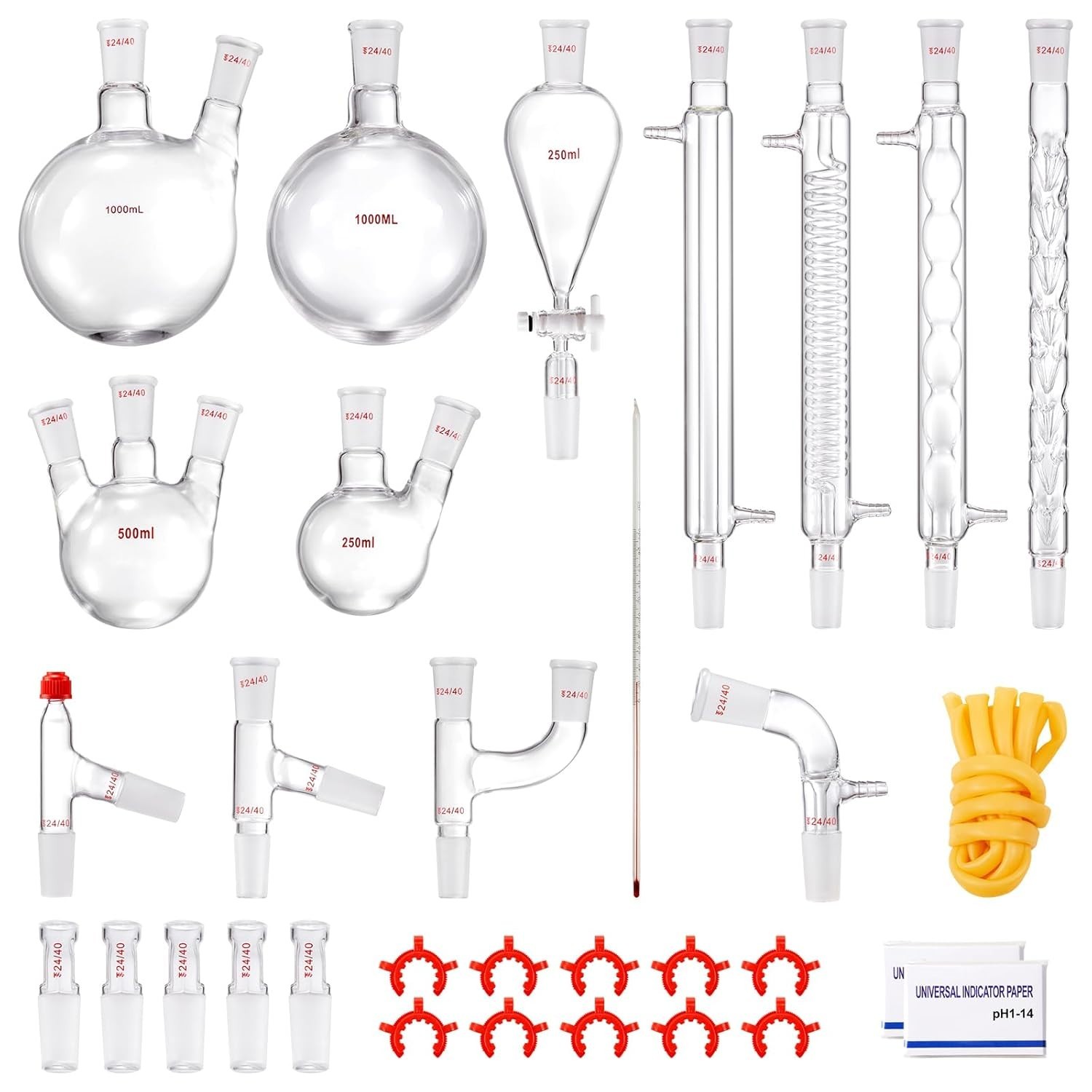 Lab Distillation Kit, 3.3 Boro Lab Glassware Distillation Kit with 24, 40 Joi…