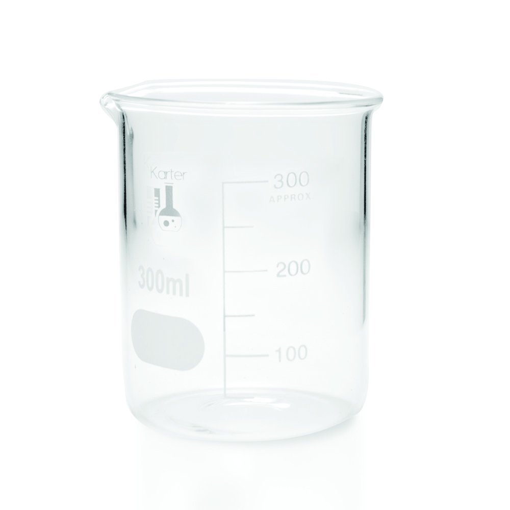 300ml Beaker, Low Form Griffin, 3.3 Boro, Karter Scientific 232R4 (Single)