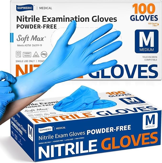 Supmedic Medical Soft Max™ Nitrile Exam Gloves, 100 Count Latex-Free Powder-Free