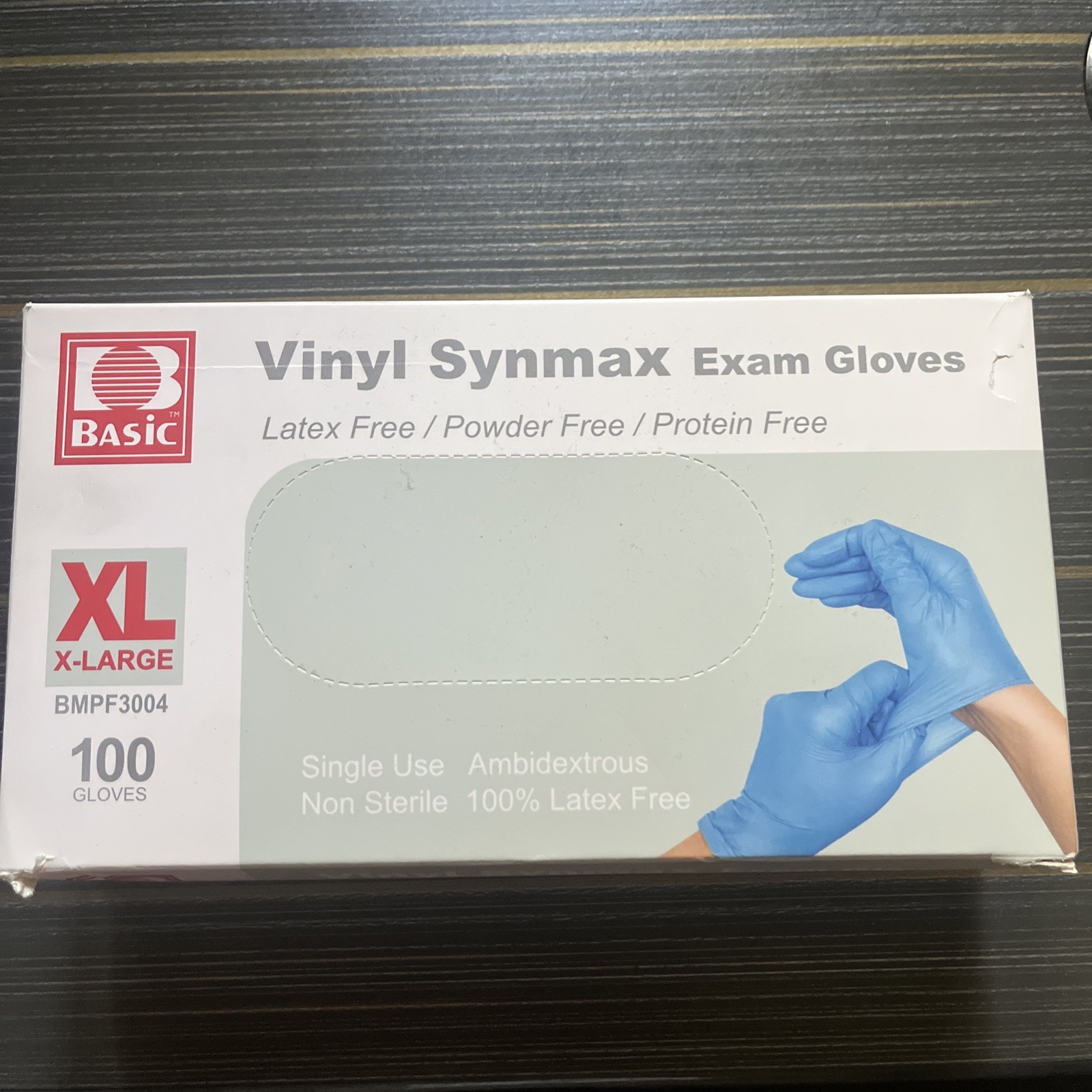 Basic Synmax Vinyl XL Exam Gloves, Blue – Box of 100