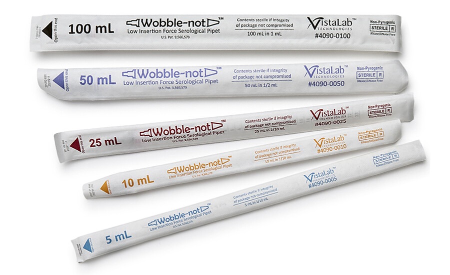 VistaLab 100mL Wobble Not Pipet, Individually Wrapped, 50/case Sterile 4090-0100