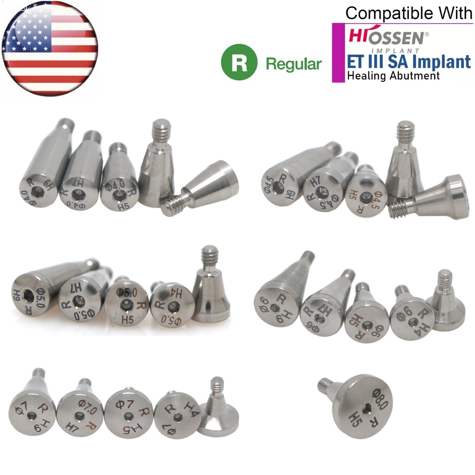 US OSS Dental Mini/Regular Healing Abutment Cap Platform fits Osstem Hiossen