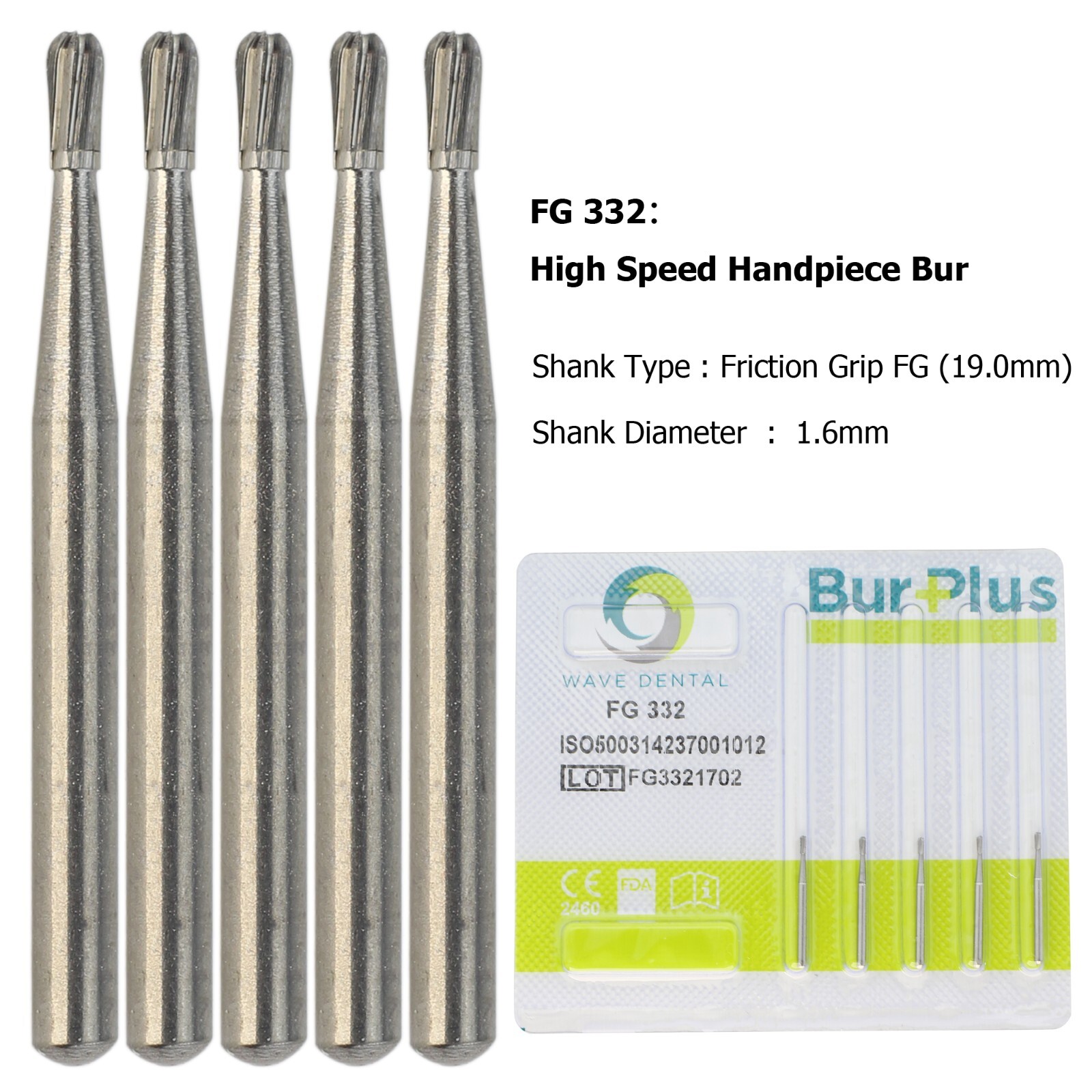 Wave Dental Carbide Bur FG330 Round 1/4 2 4 6 8 557 Friction Grip High Speed Bur