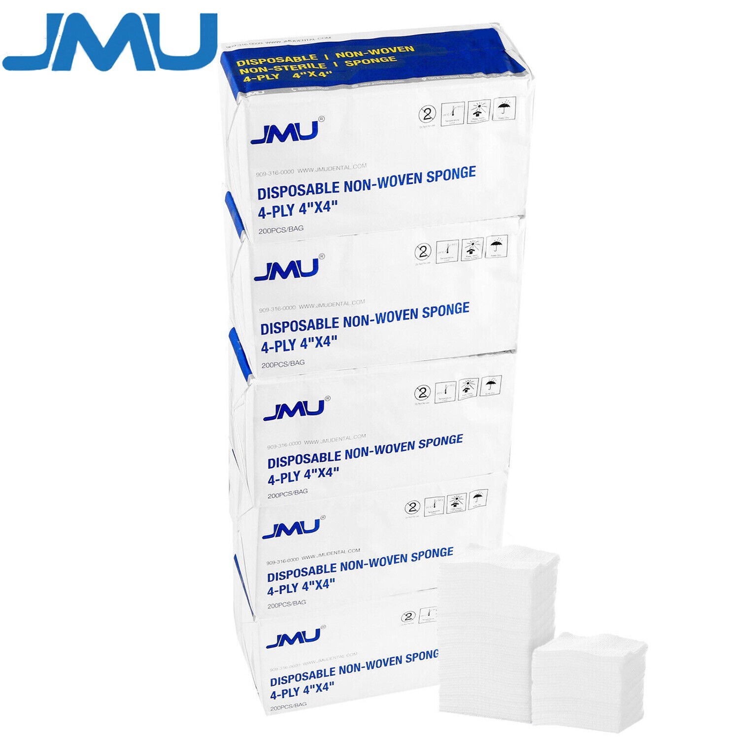 1000/Pack Dental 4″x4″ Gauze Pad Non Woven Sponges 4-Ply Disposable Non-Sterile