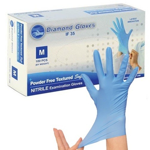 1000 Small Blue Nitrile Exam Gloves Diamond IF35 3.5 mil (Powder & Latex Free)