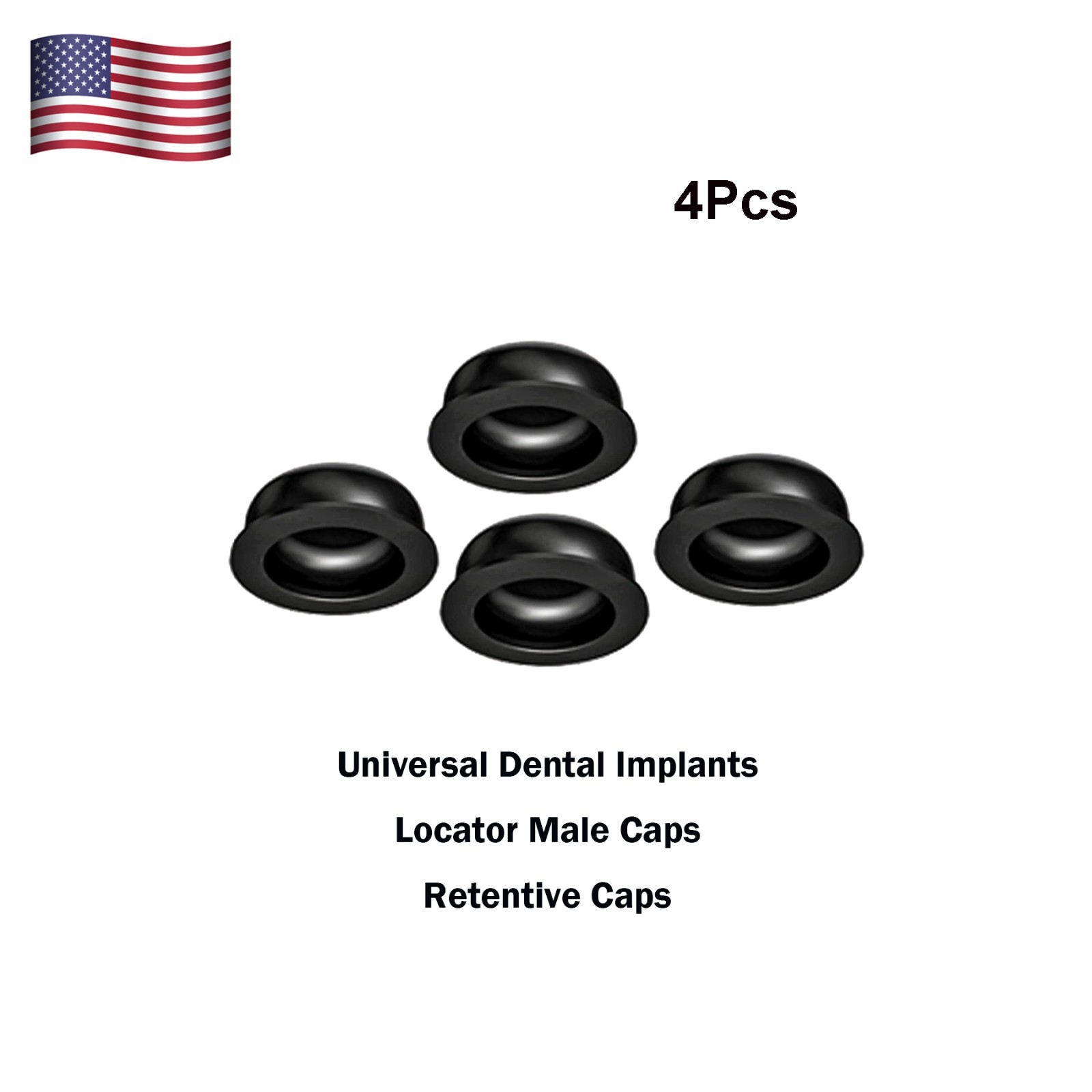Dental 4PCS Locator Overdenture Lab Retention Black Caps fits Locator Abutments