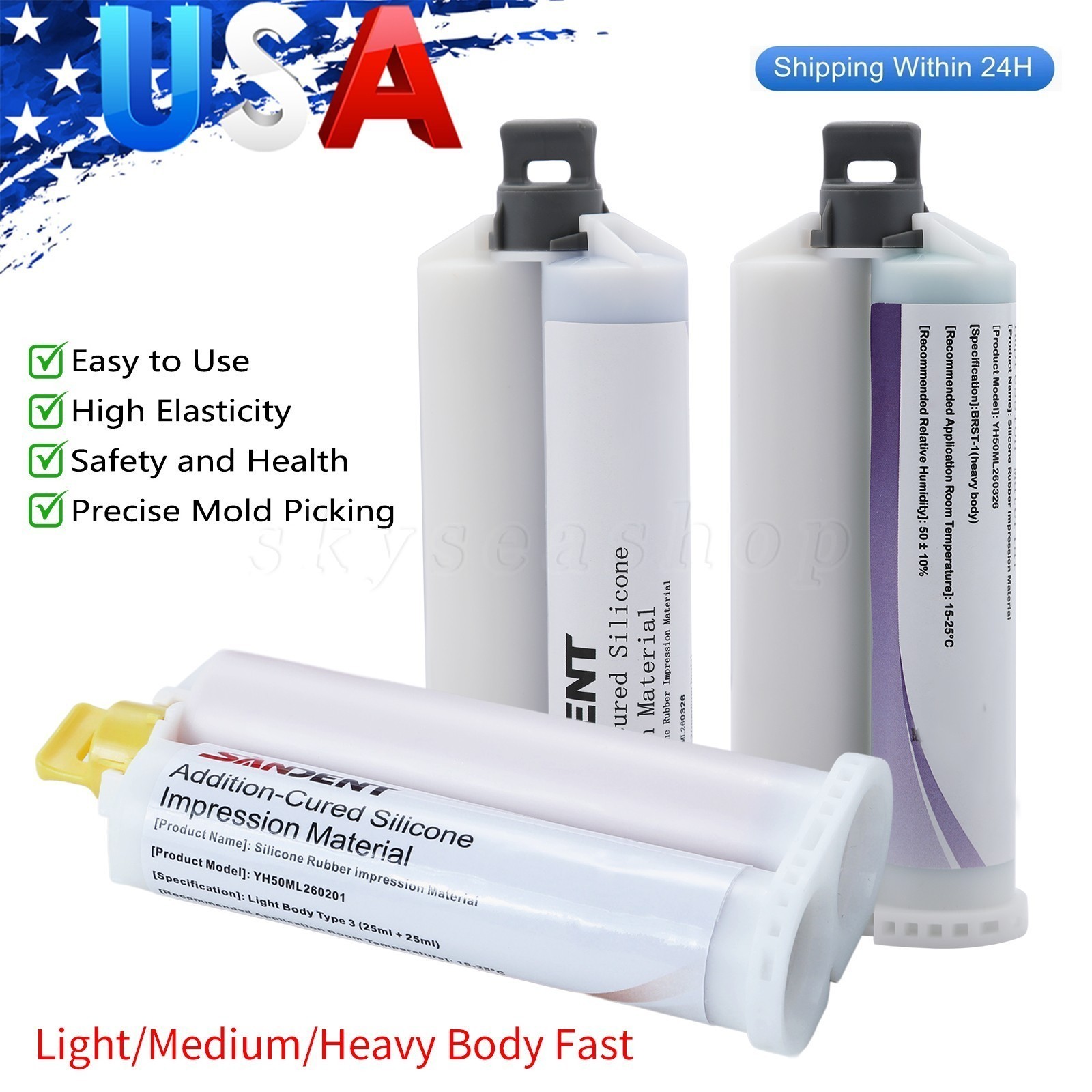 1-4 50ML VPS Impression Material Light/Medium/Heavy Body Fast/Regular Set HP PVS