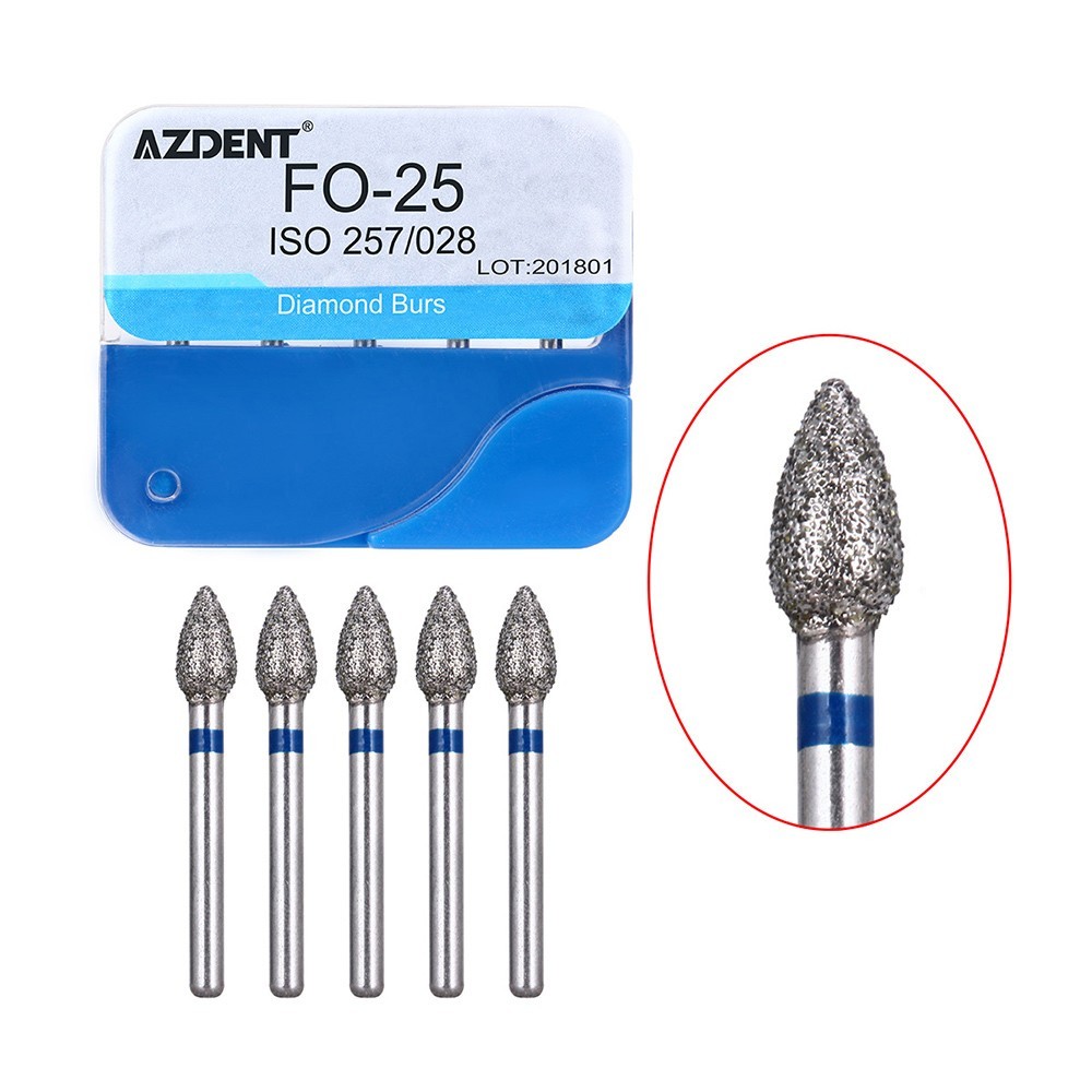 AZDENT 100Pcs Dental Diamond Burs for High Speed Handpiece Medium FG 1.6MM