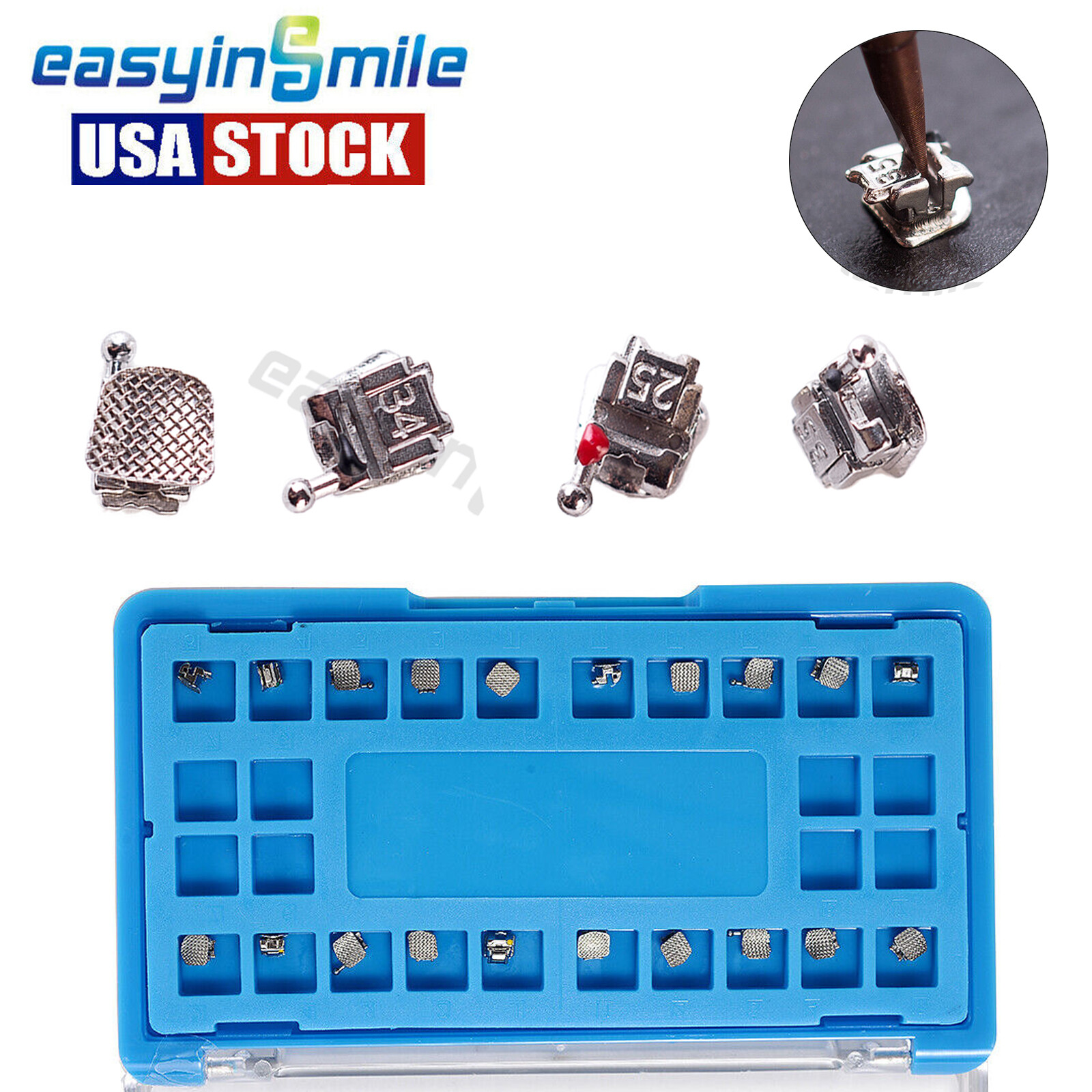 Orthodontic Self-ligating Brackets Dental MINI Metal Braces MBT .022 345 Hooks