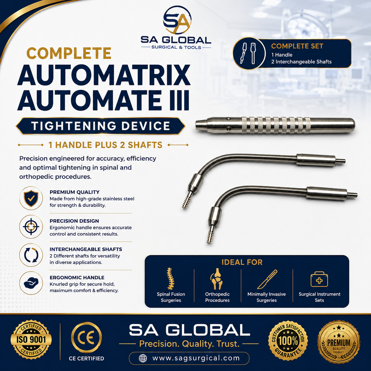 COMPLETE AUTOMATRIX AUTOMATE III TIGHTENING DEVICE 1 HANDLE PLUS 2 SHAFT
