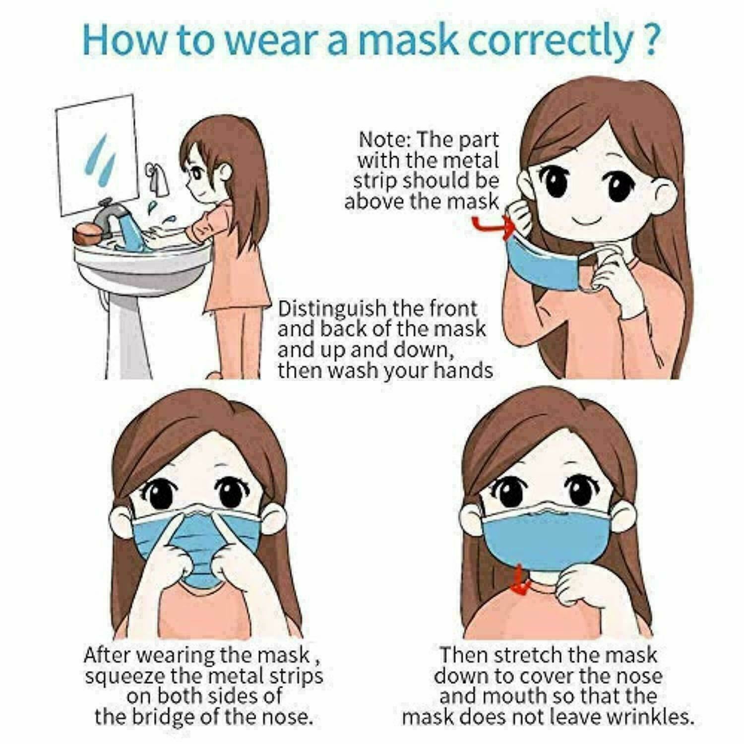Disposable 3 Layers 3-Ply Earloop Mouth Cover Face Mask (50/100/150/10000) Pack