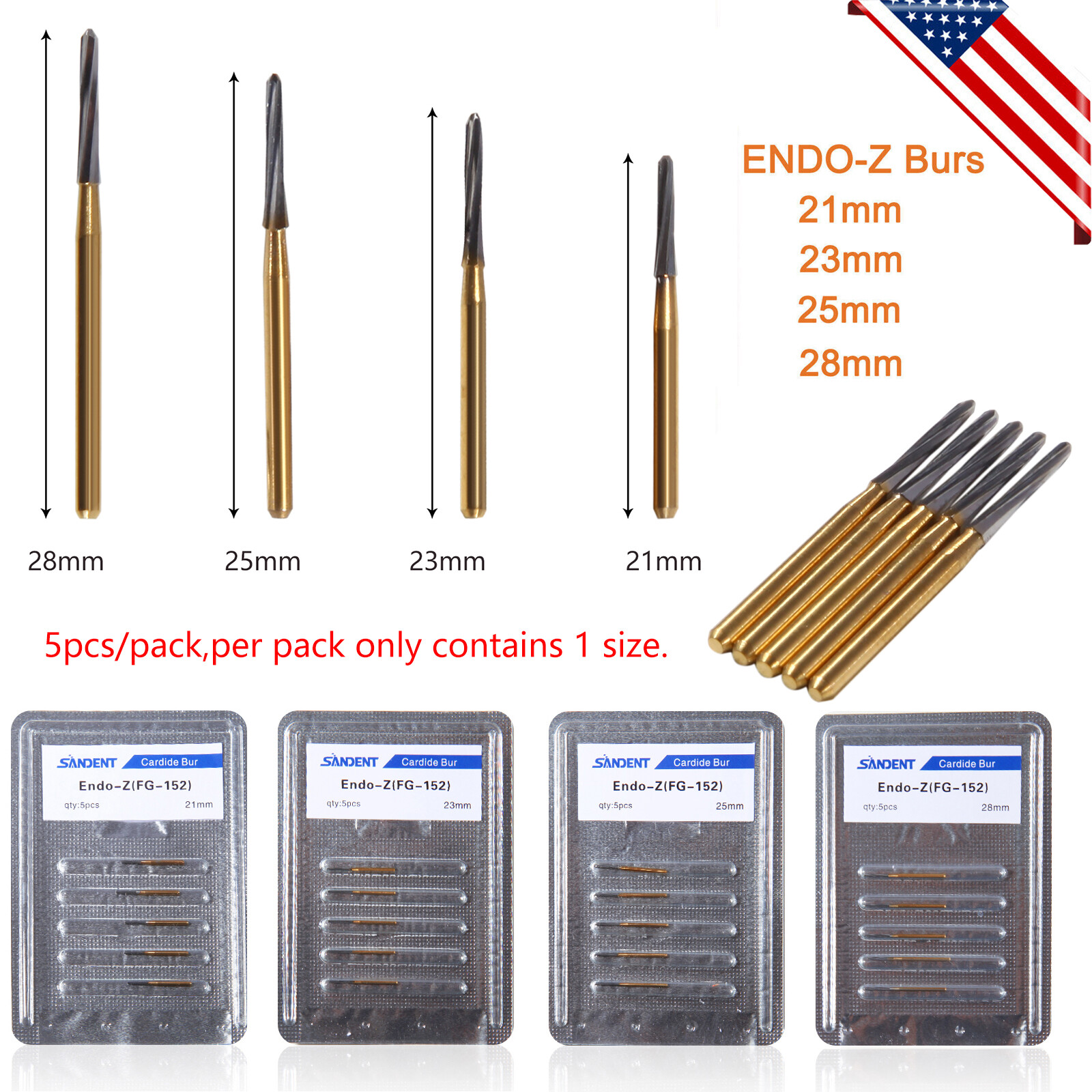 Dental E-generator LED High Speed Handpiece2/4Holes /Endodontic Carbide Burs USA