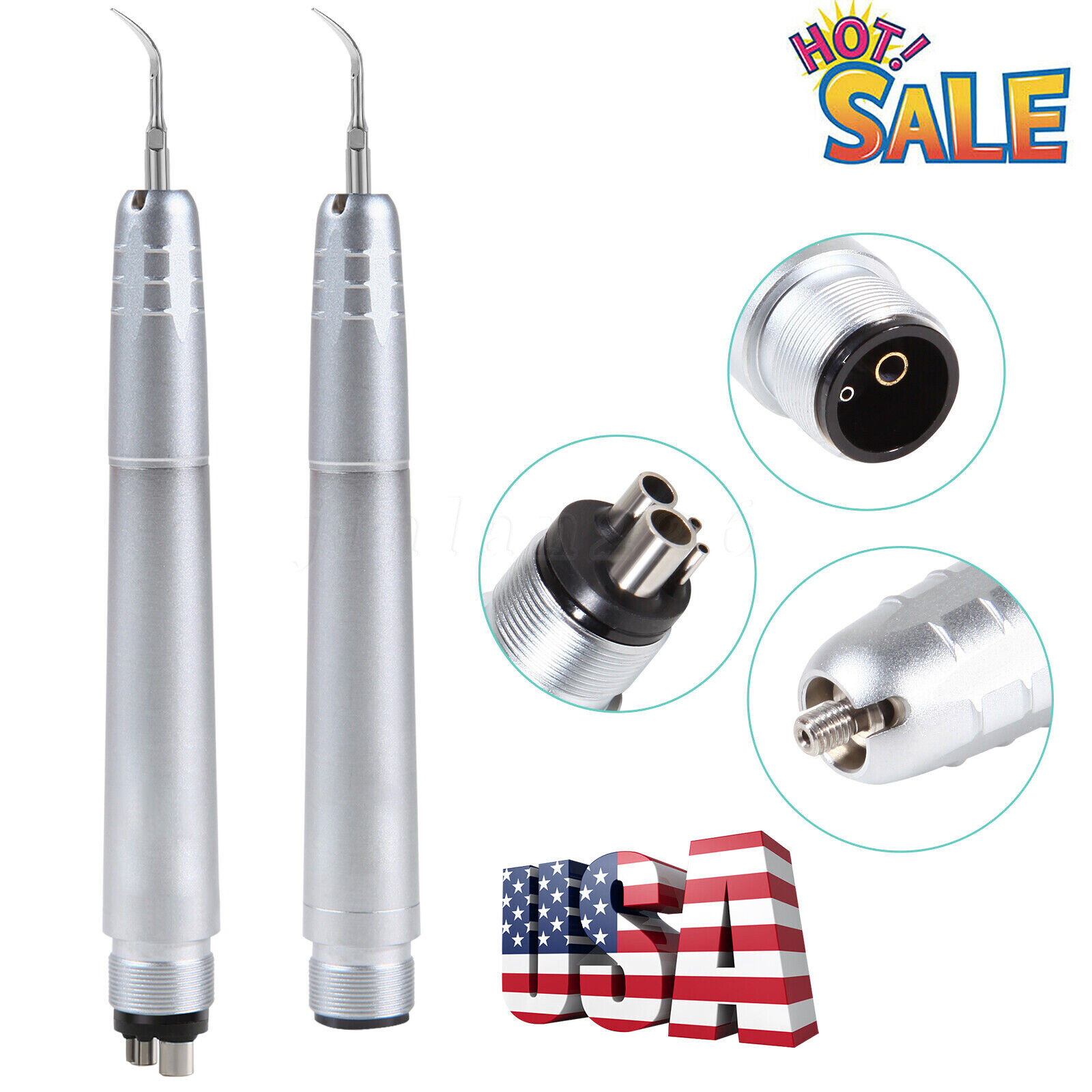 Dental Piezo Ultrasonic Air Scaler Handpiece Hygienist 2/4 Holes With 3 Tips