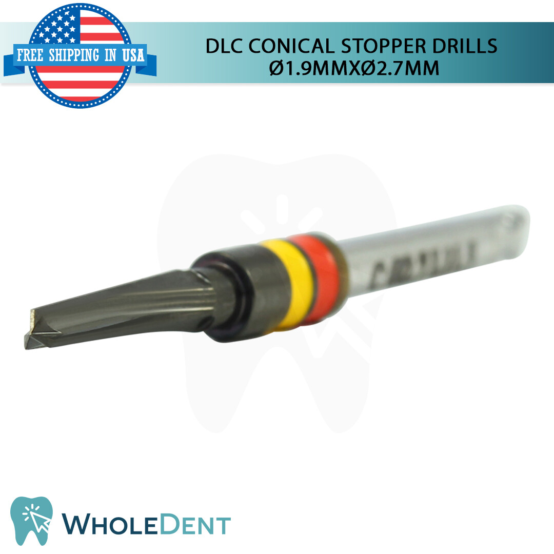 DLC Conical Integral Stopper Drill Ø1.9XØ2.7 Dental Im plant Tool Instrument