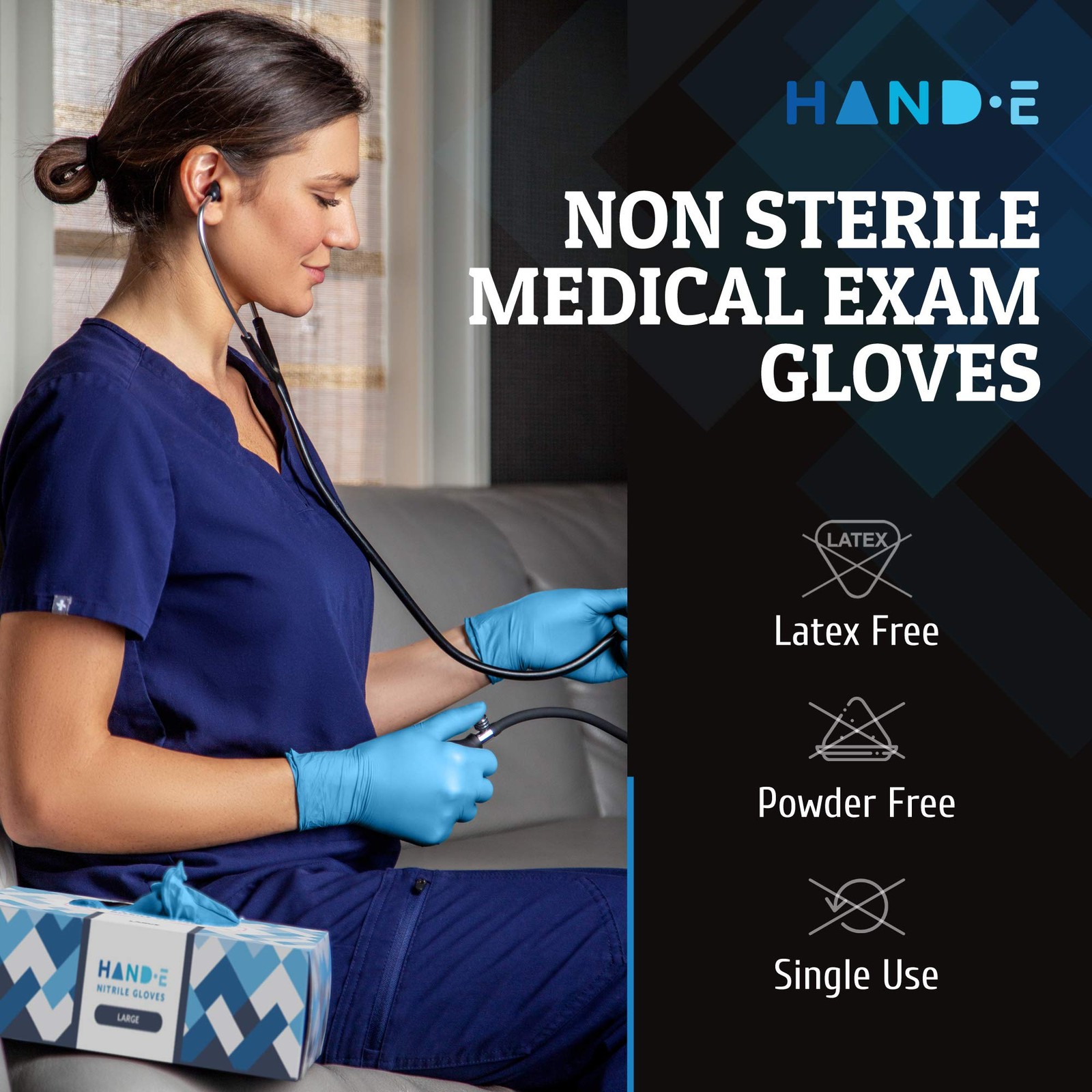 Blue Nitrile Gloves Medium 100 Count Powder Free Latex Free