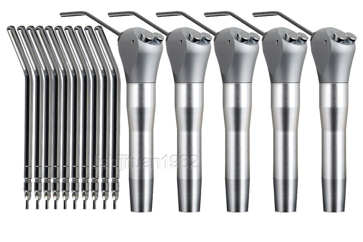 5 X Dental Air Water Spray Triple 3 Way Syringe Handpiece + 10 Nozzles Tips Tube
