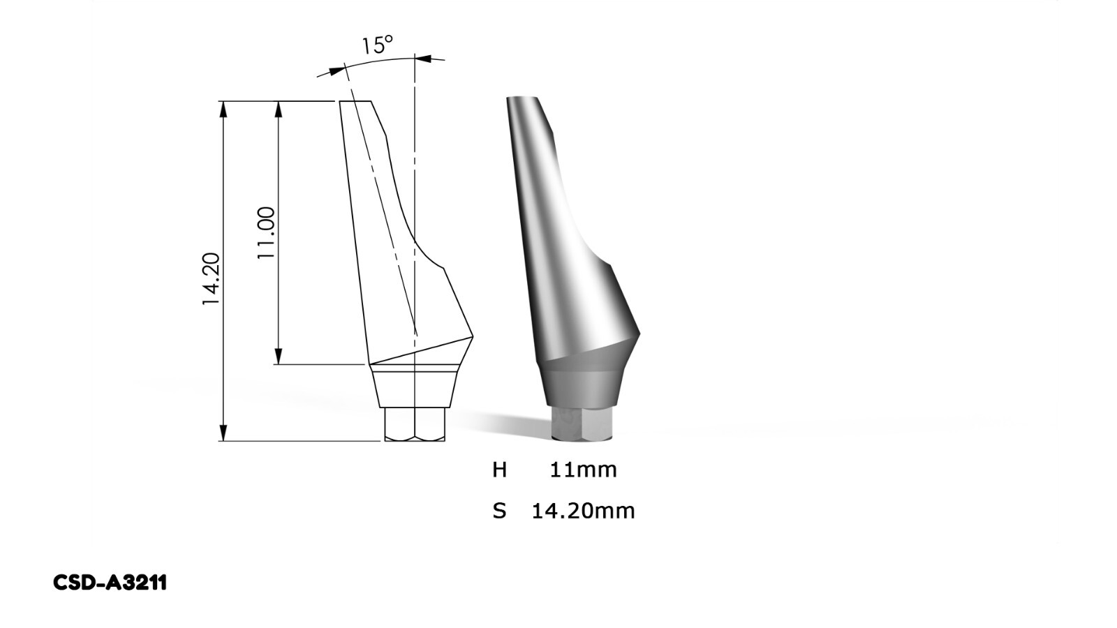 15° Angular Abutment Height 11 mm – Conical Connection 10 Pack