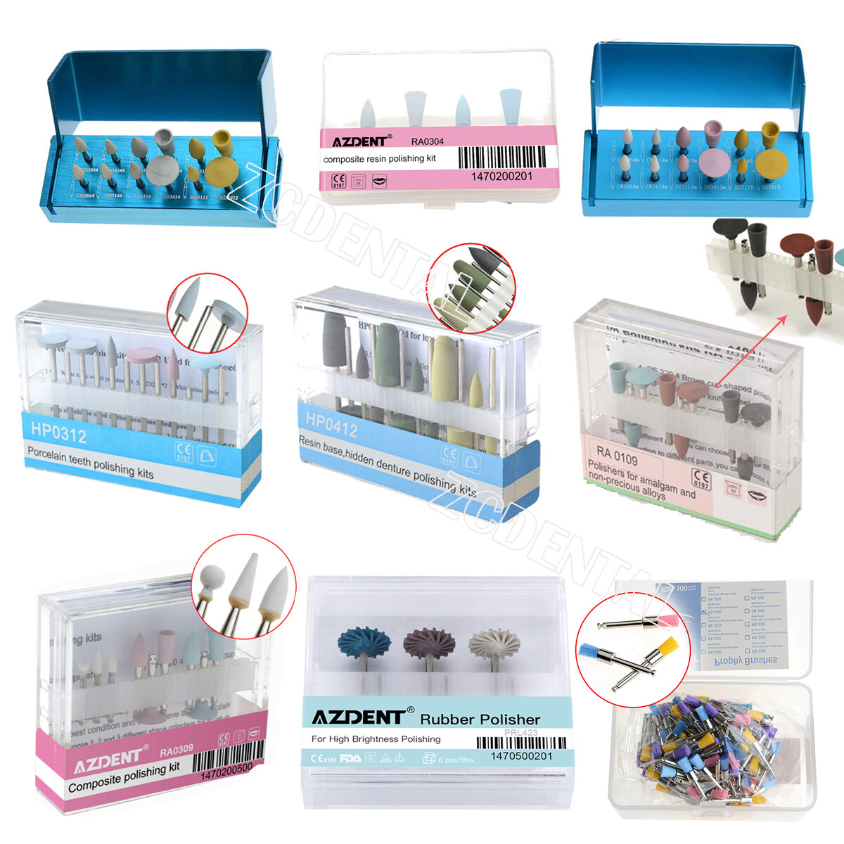 Kit de discos de fresas dentales de pulido compuesto RA HP FG pulidoras burs