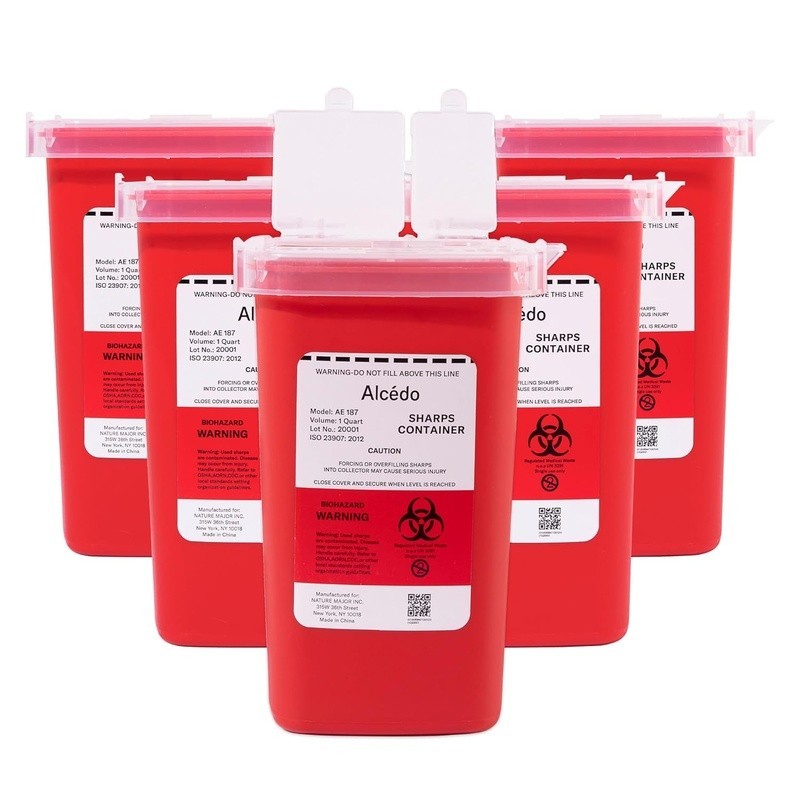 Durable Sharps Container Biohazard Waste Disposal Puncture Resistant Portable US