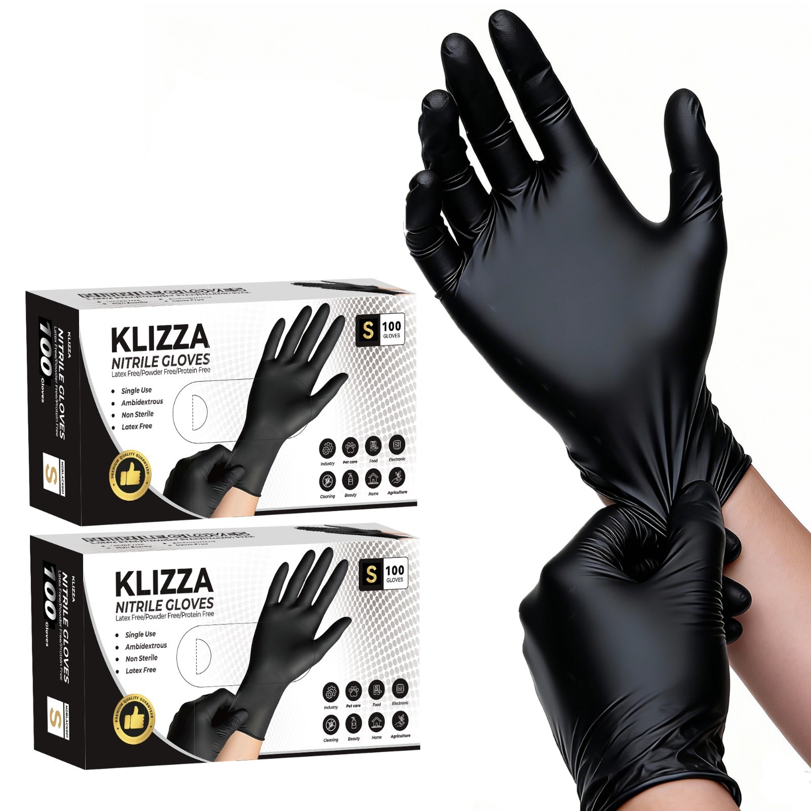 2 Boxs(200Pcs) Nitrile Gloves Powder Free Latex Free Food Grade Disposable Glove