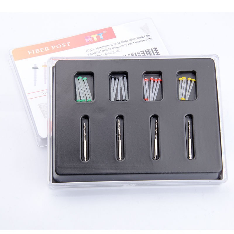 AAA Dental Endo Fiber Post Resin High-intensity Screw Thread Glass + 4 Drills