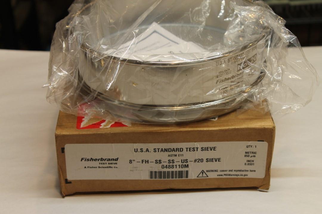 Fisherbrand U.S. Standard Stainless Steel Test Sieve 0488110M 8 in. x 2 in NEW