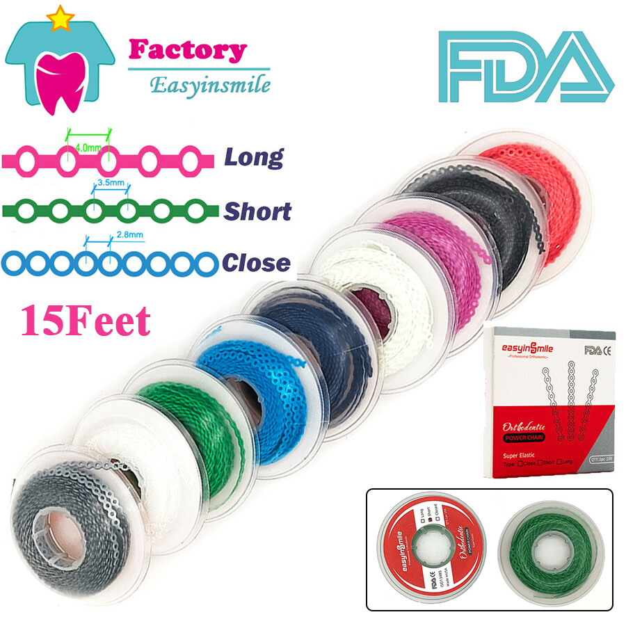 Orthodontic Power Chain Dental Short/Long/Close Super Braces Rubber Bands 15Feet