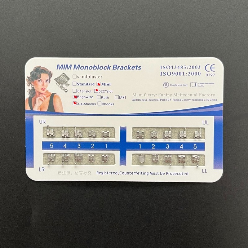 20Set Dental Orthodontics MIM Monoblock Brackets Mini Edgewise 022 345/3/no hook