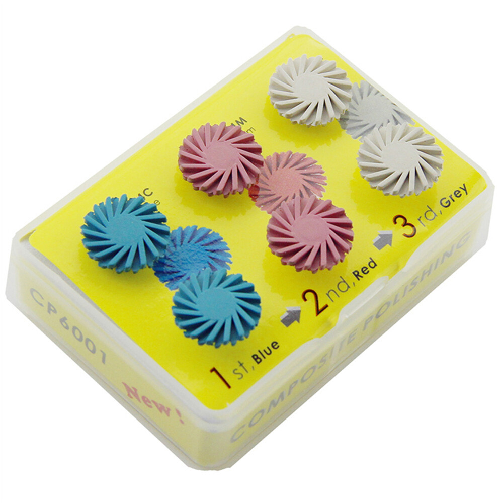 6pcs/set Dental Composite Polishing Polisher Diamond System RA Disc 14mm Wheel