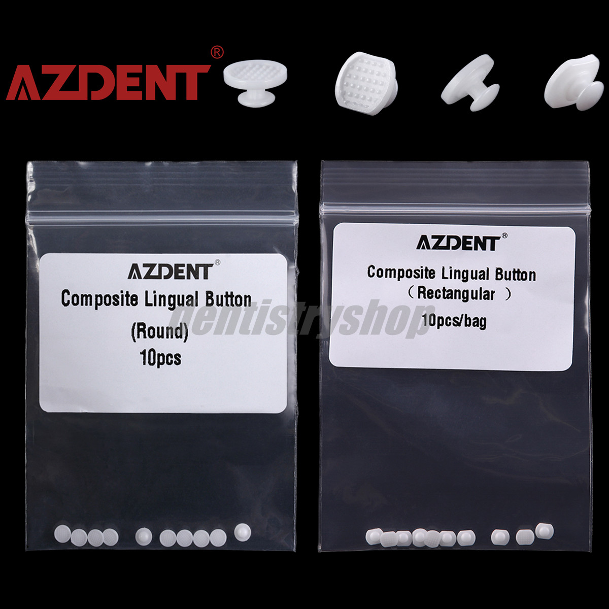 Dental Orthodontic Composite Ceramic Lingual Buttons Bondable Rectangular/Round