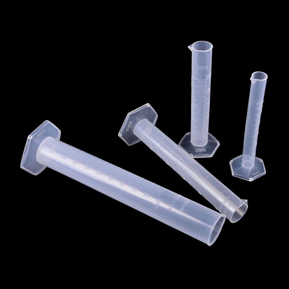 10/25/50/100/250ML Plastic Measuring Cylinder Laboratory Test Graduated Tube F4