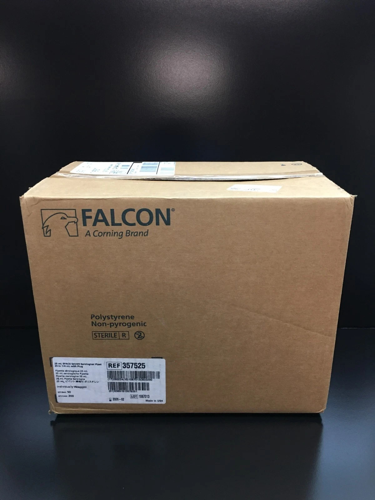Corning Falcon REF 357525 Serological Pipet 25mL Space Saver 0.25 Case