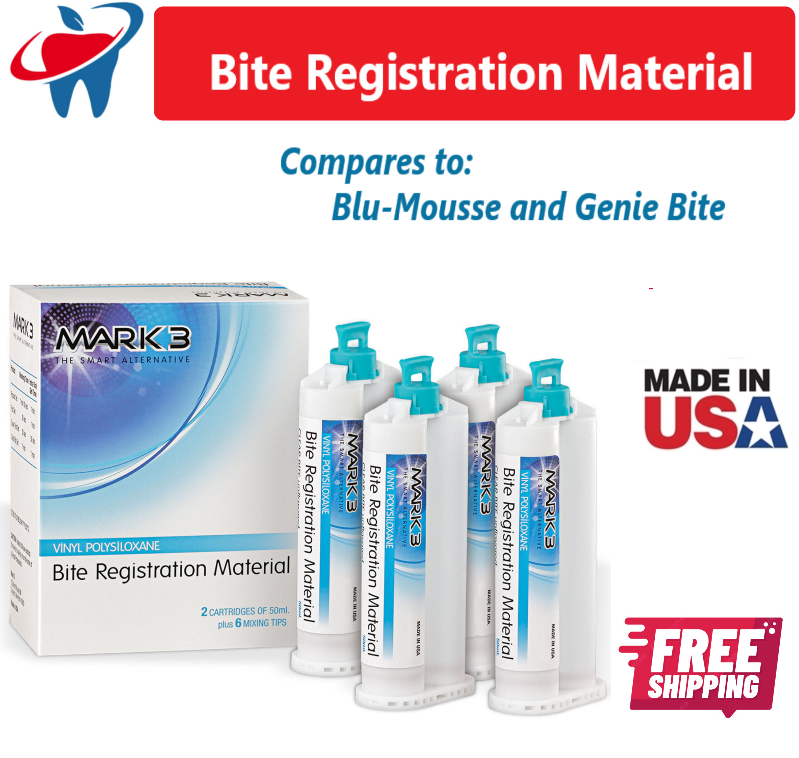 Mark3 Bite Registration Impression Material Fast Set 2 -4 Cartridges US, 12/2025