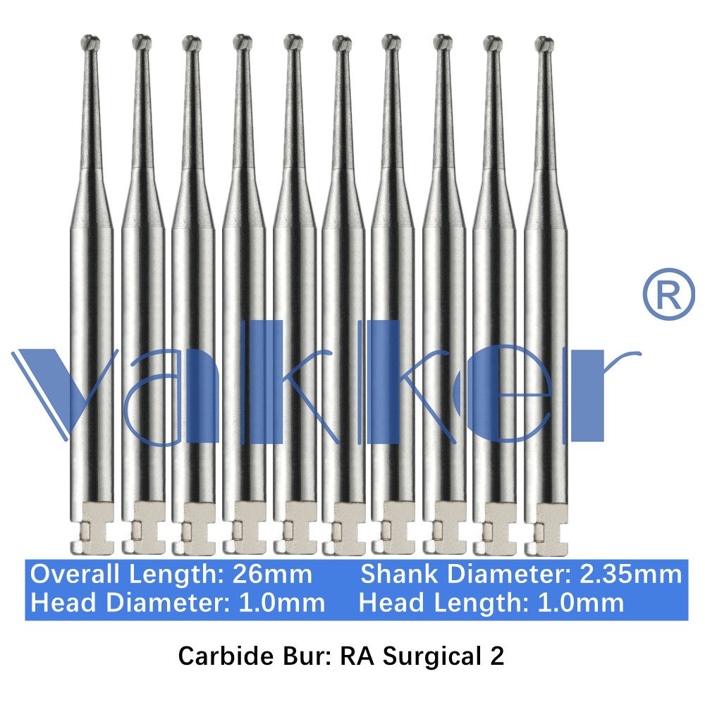 Vakker Dental Round Carbide Burs Latch Type RA SURG 2 Surgical 10pc/pk