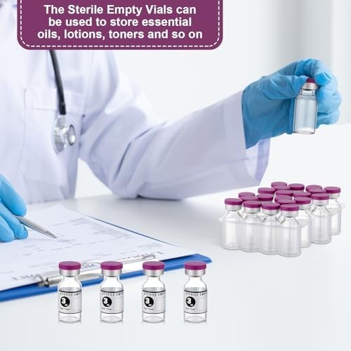20 Pcs 3Ml Sealed Sterile Empty Vials with Self Healing Injection Port Glass Pen