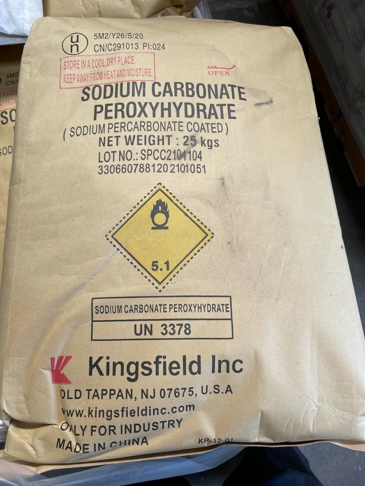 Sodium Percarbonate 55 lb Bag Coated. ( Kingsfield Inc.)