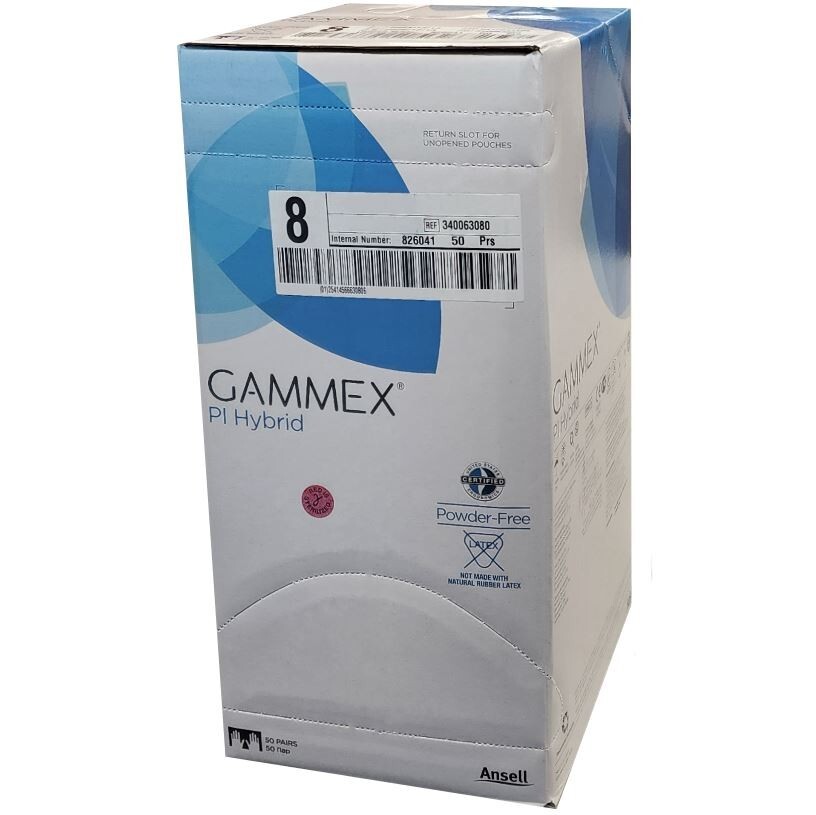 *50-Pairs* Ansell Gammex PI Hybrid PF Surgical Size-8.0 Gloves 340063080