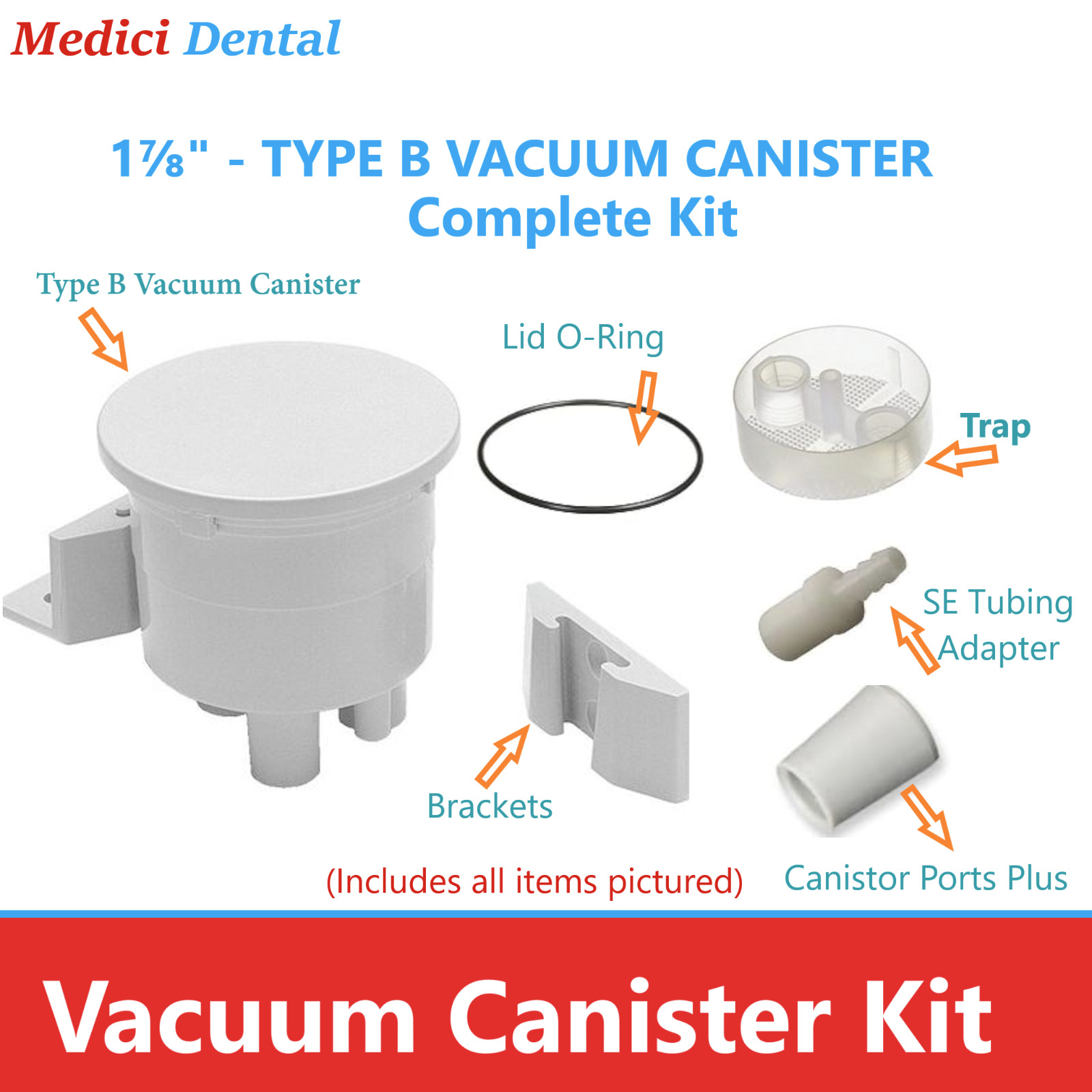 Vacuum Canister Kit -Type B Solids Collection Canister Dental Vacuum Evacuation