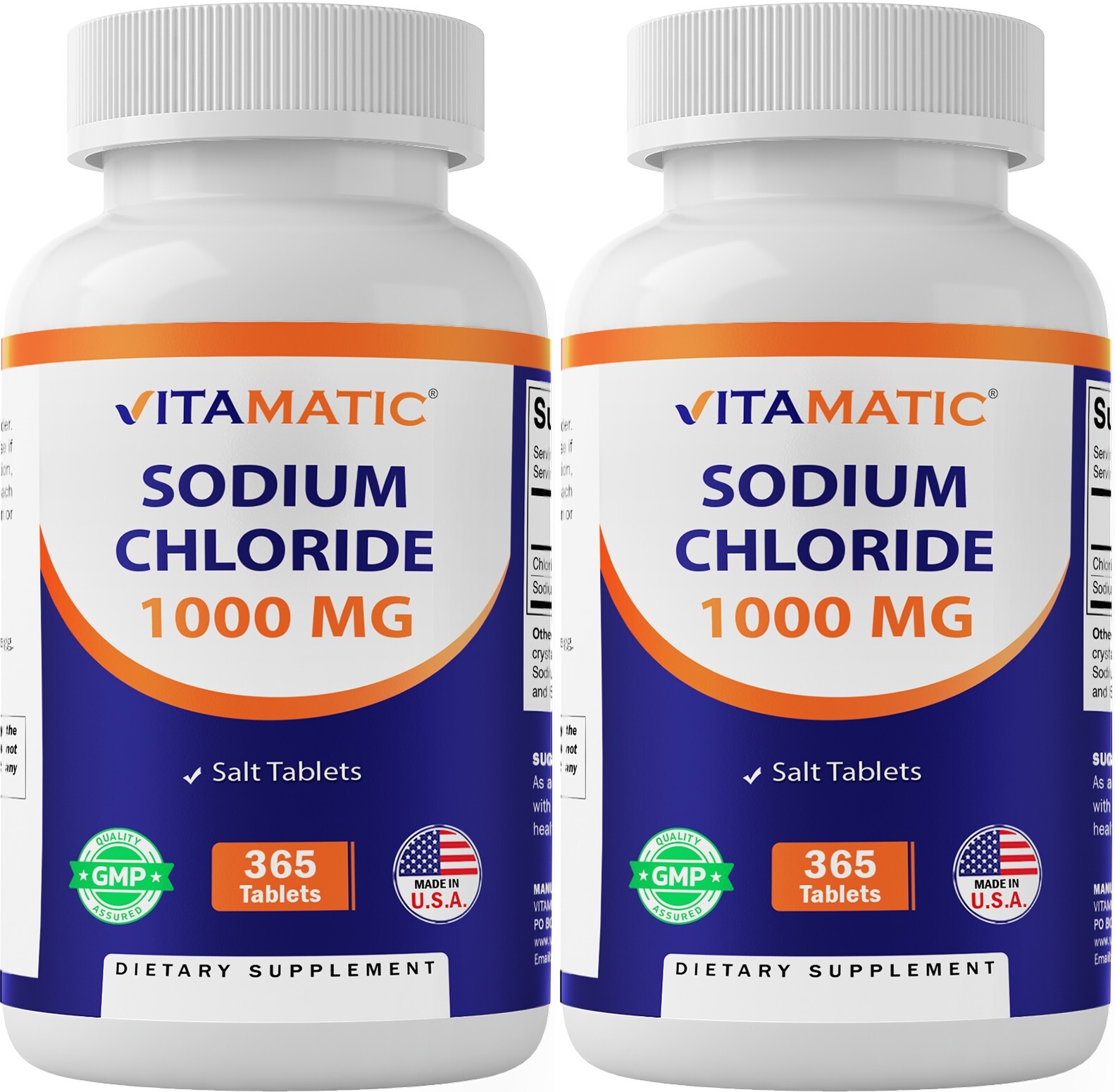 Vitamatic 2 Pack Sodium Chloride 1000mg, 365 Tablets