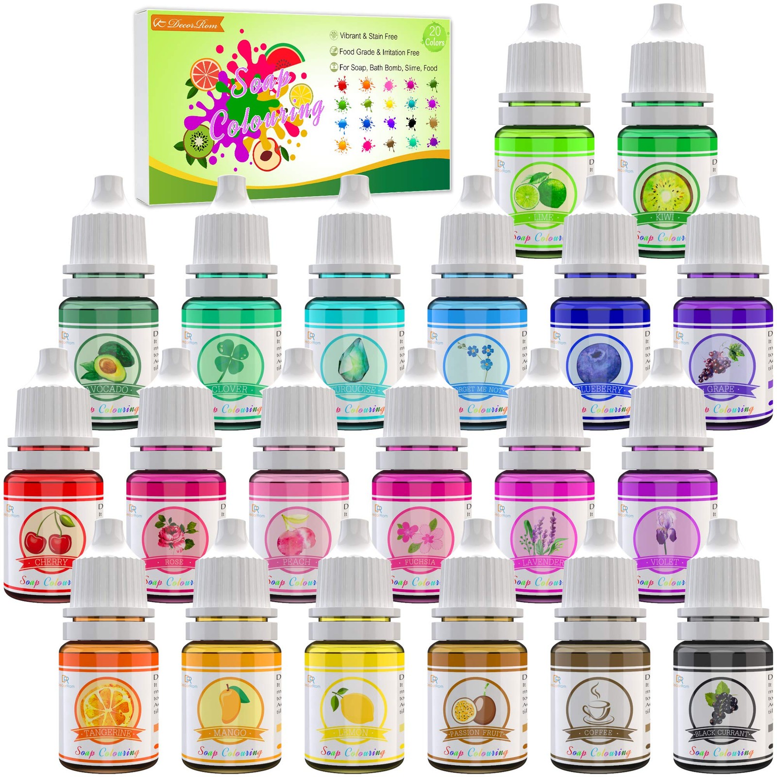 20Colors x 6ml, Blue, Navy, Black, Brown, Sunset red, yellow, Yellow,…