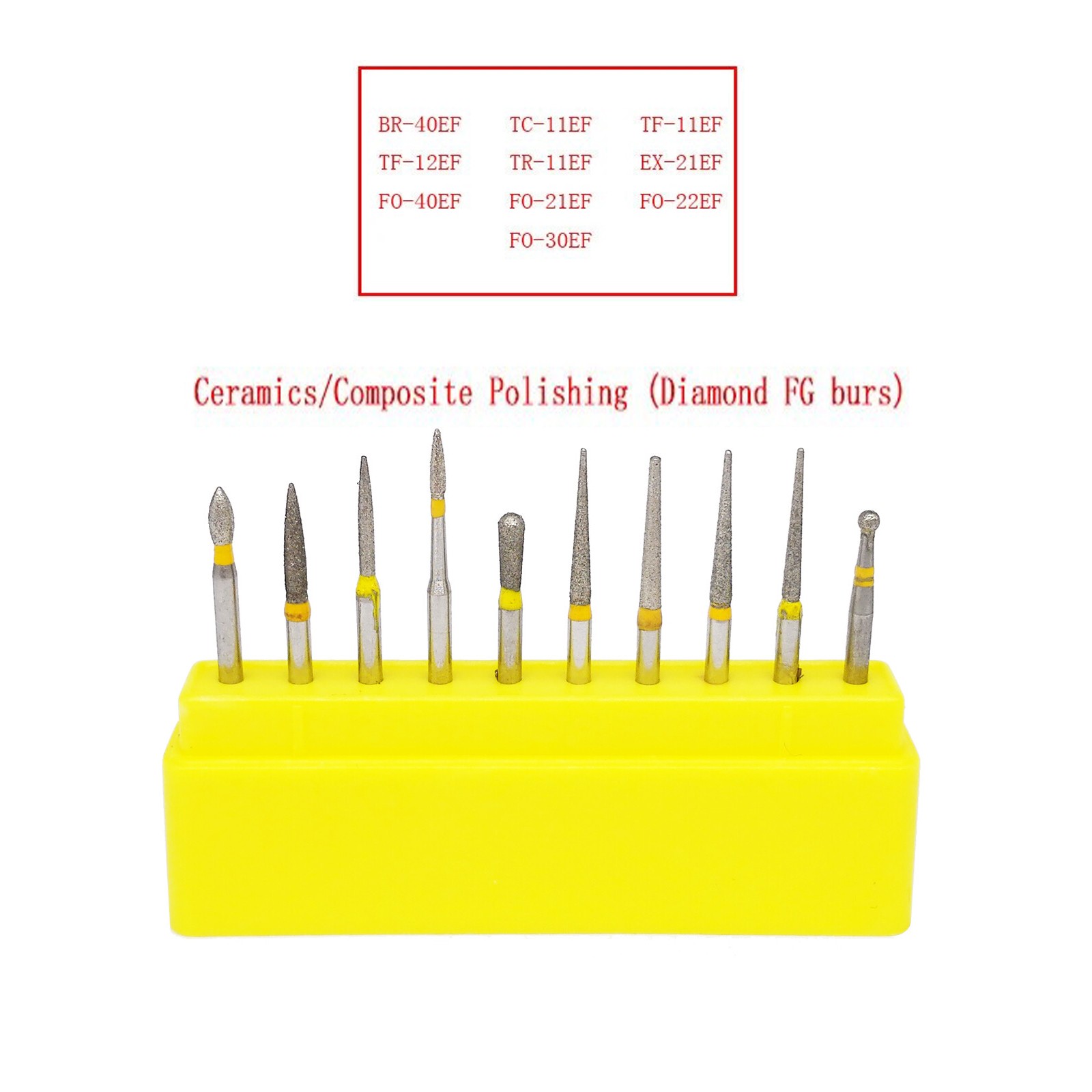 10Pcs/Box Dental FG Diamond Burs Composite Polishing for High Speed Handpiece