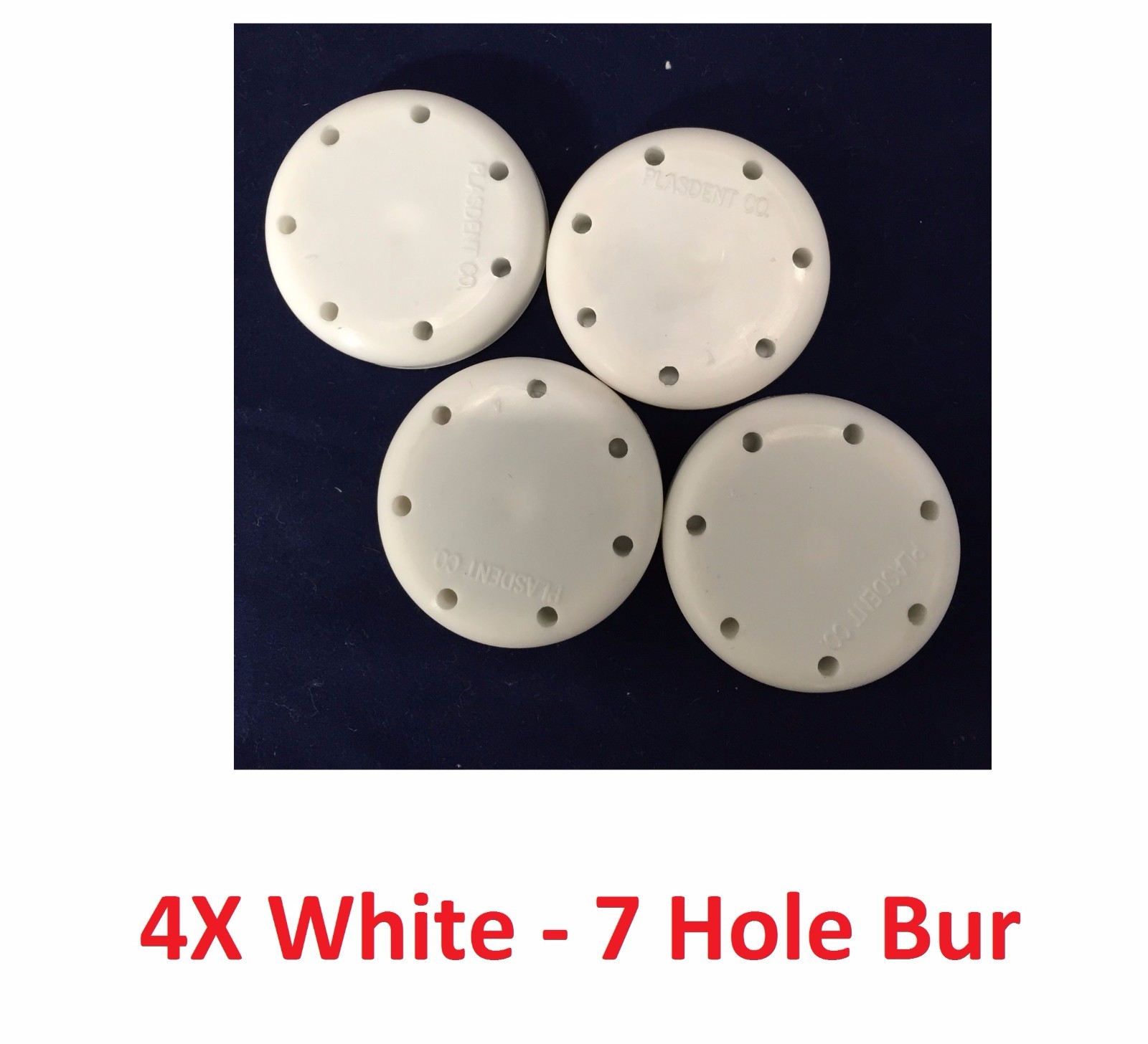4X Plasdent White Round Magnetic Dental Bur Block Holder Station Plastic 7 Holes