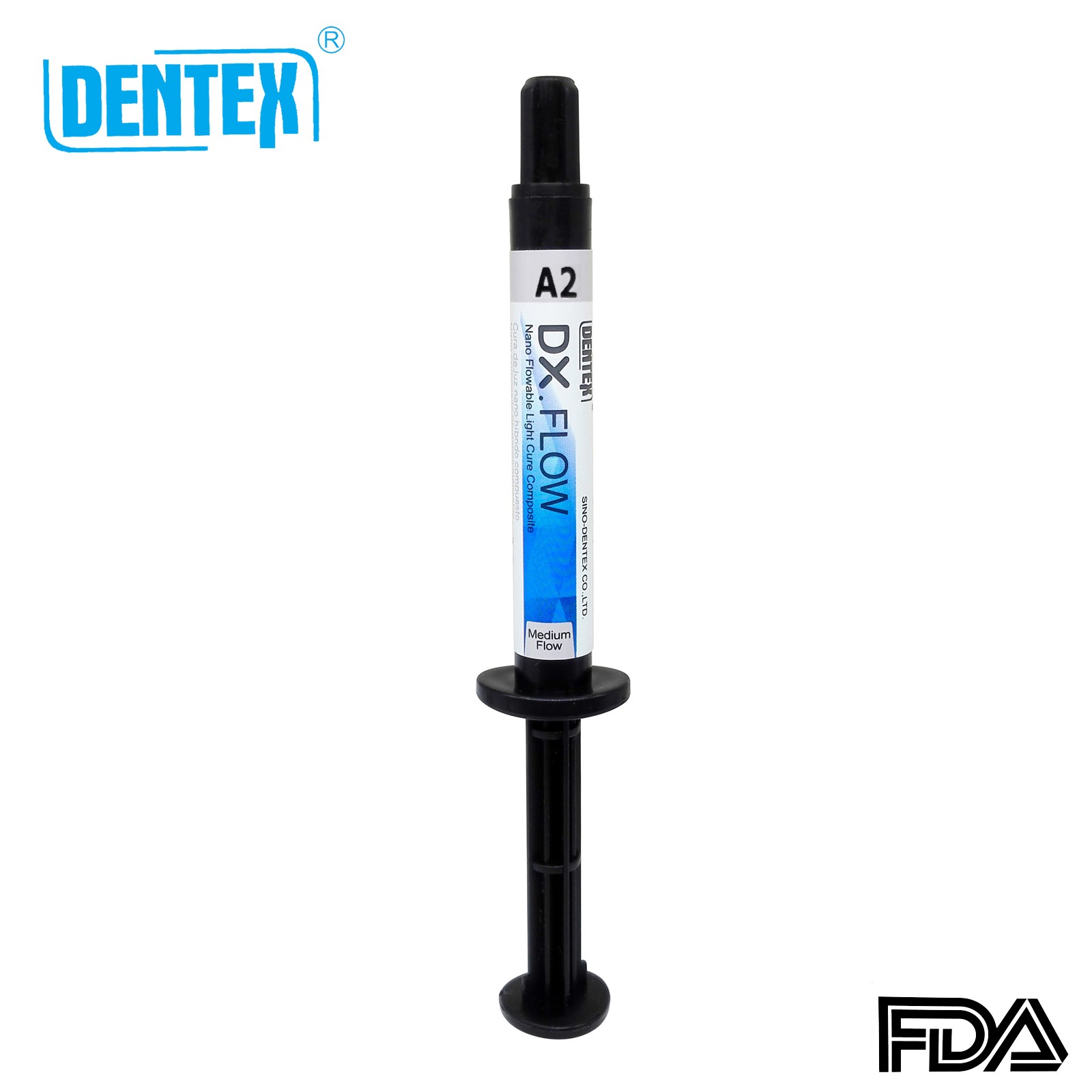 DENTEX Dental Light Cure Flowable Composite Resin Medium Flow Shade A2 3g/Pc