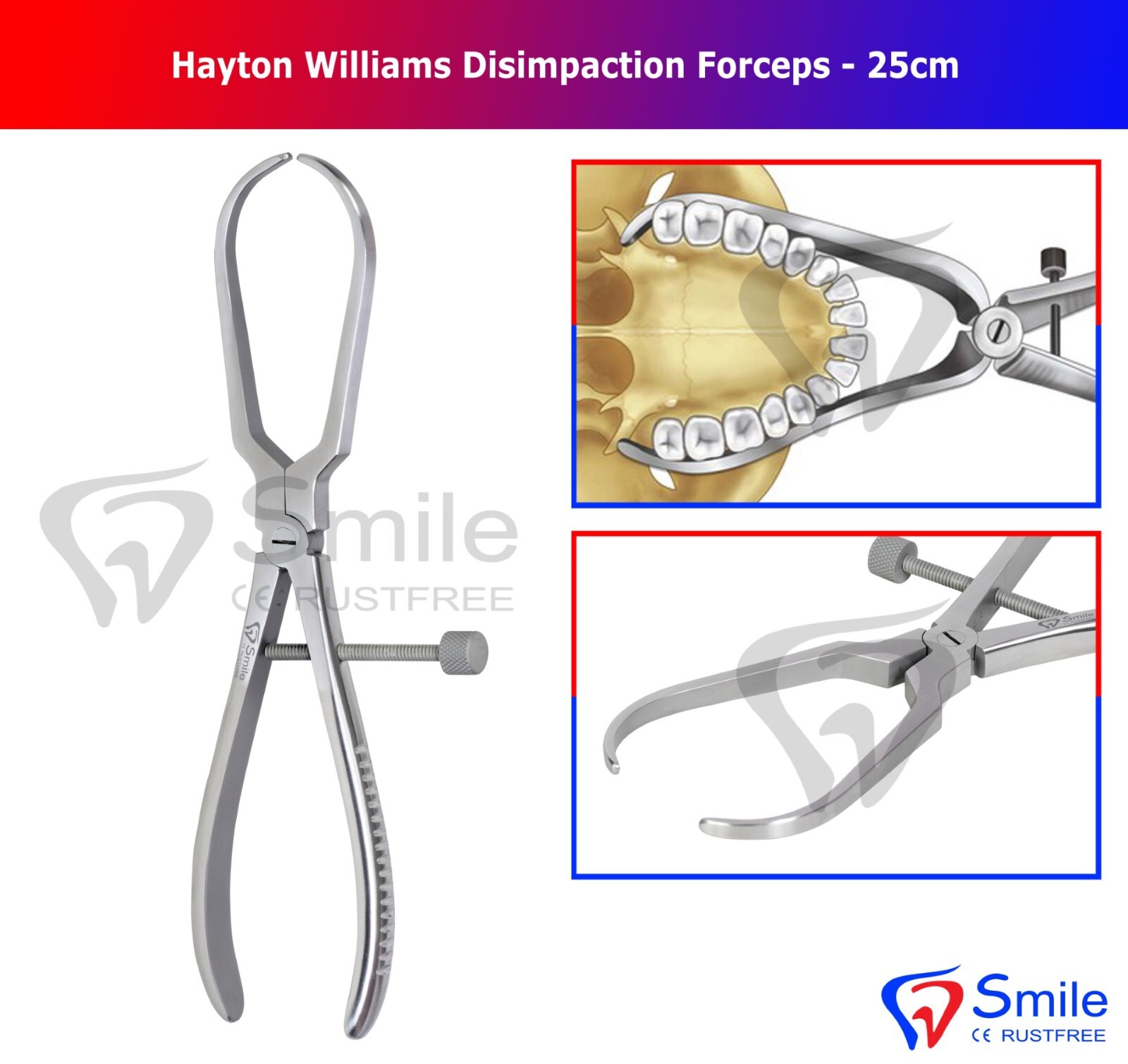Hayton Williams Disimpaction Forceps 25cm Dental Instruments For Surgery FDA