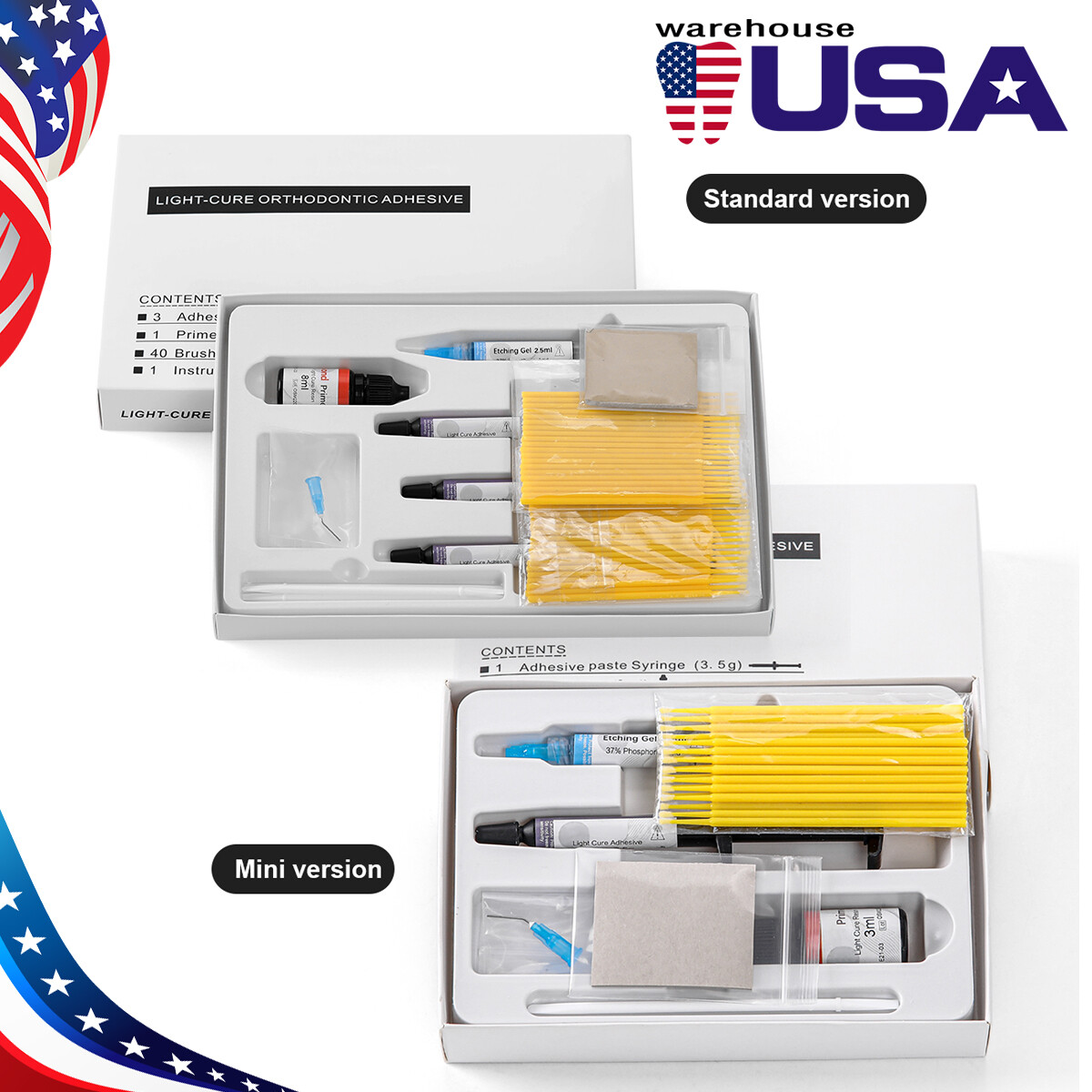 Kit Dental Orthodontic Light Cure Resin Adhesive Bond US