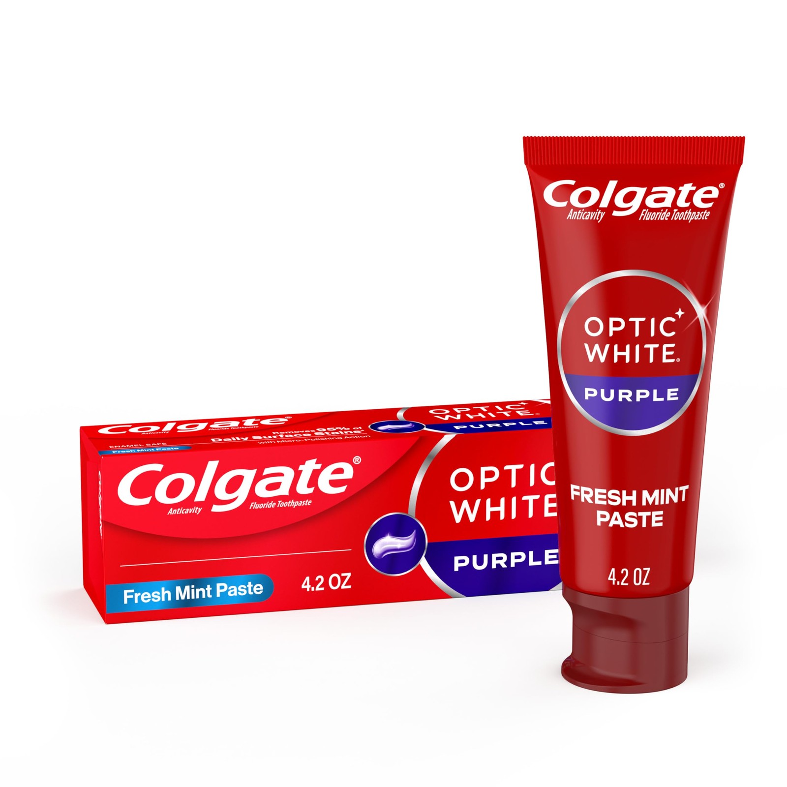 Colgate Optic White Purple Toothpaste for Teeth Whitening, Helps Remove Surface
